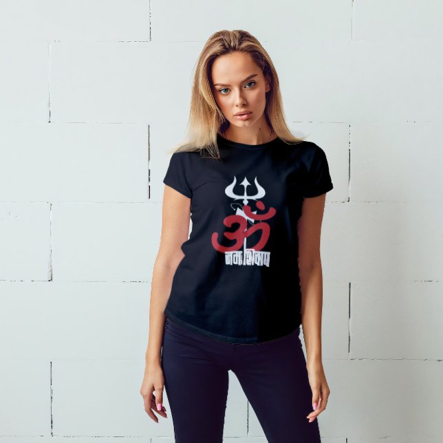 Camiseta Hindu Deus Shiva Om Namah Shivay com Trident OM (Criador carregado)