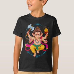 Camiseta Hindu Ganesha Puja Elefante Deus Índia Meditação Y