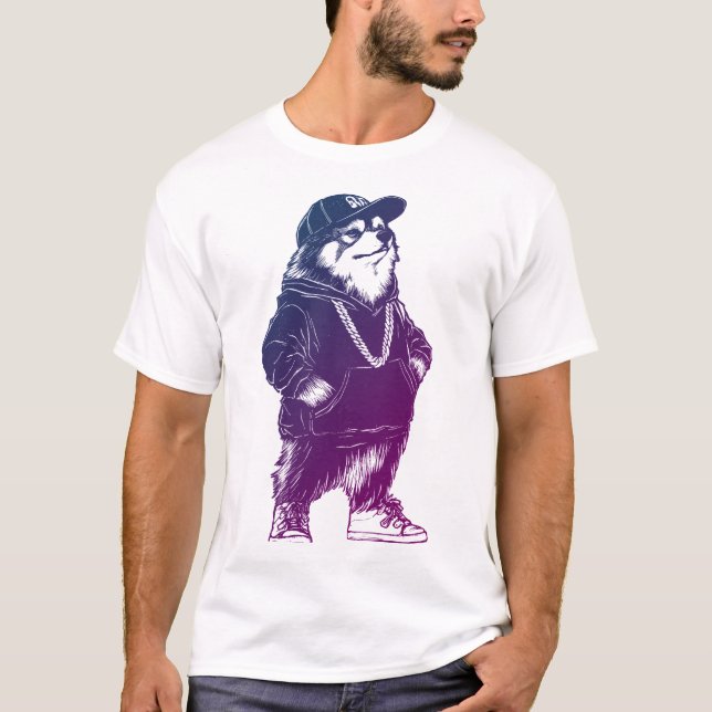 Camiseta HIP do Rapper legal do Alaskan Malamute com HIP (Frente)