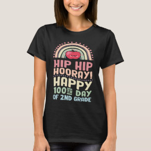 Camiseta Hip Hip Hooray Feliz 100º Dia do segundo Grade Boh