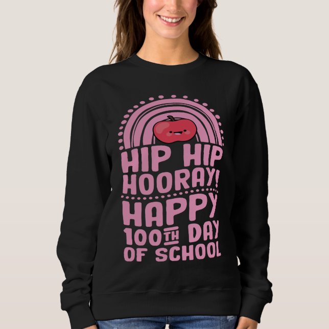 Camiseta Hip Hip Hooray Happy 100th Day of School Bohemian (Frente)