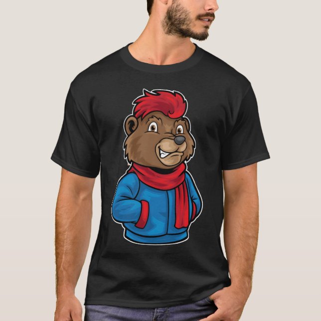 Camiseta Hip Hop Bear Funky Urban Cartoon Illustration retr (Frente)