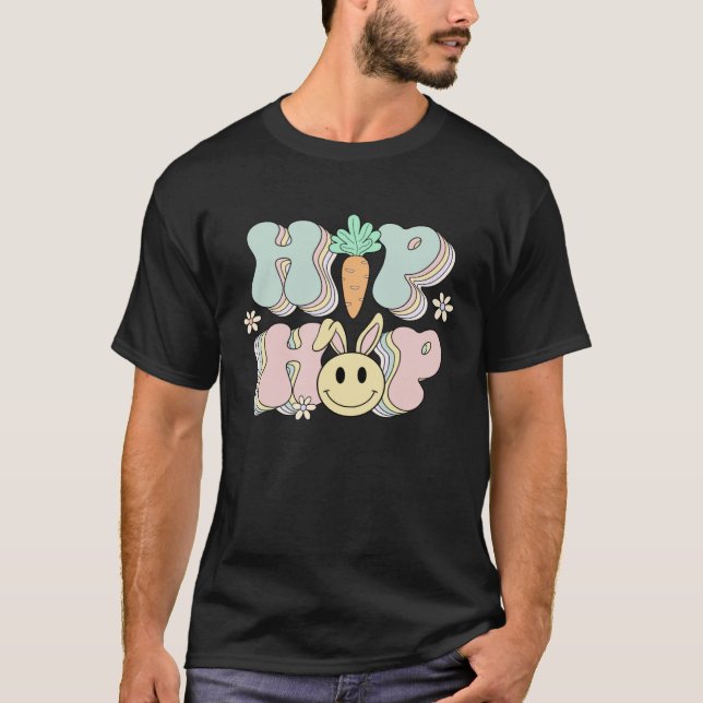Camiseta Hip Hop Bunny Smile Face Cute Retro Groovy Rabbit  (Frente)