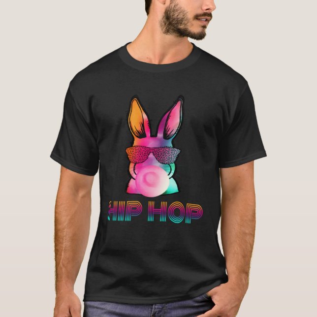 Camiseta Hip Hop Bunny With Sunglasses Cute Easter  Rabbit  (Frente)