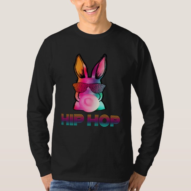 Camiseta Hip Hop Bunny With Sunglasses Cute Easter  Rabbit  (Frente)