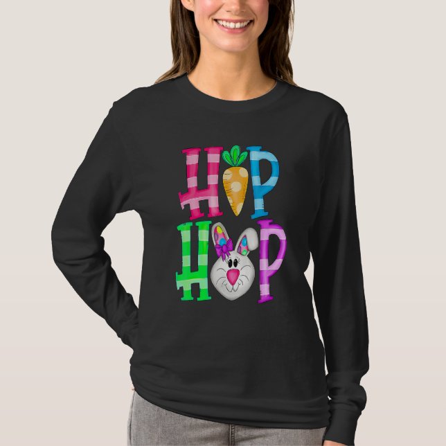 Camiseta Hip Hop Cute Bunny Engraçado Para Crianças Páscoas (Frente)