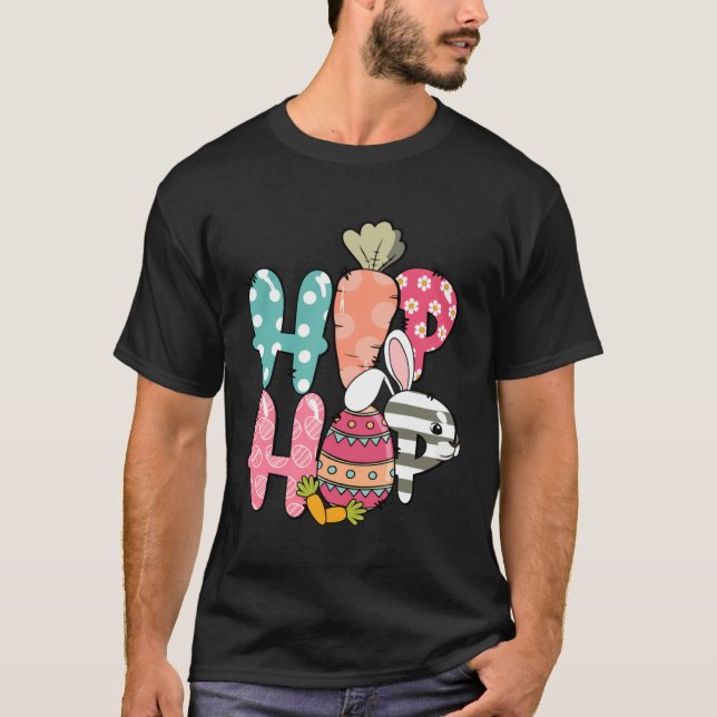 Camiseta Hip Hop Easter Cute Easter Bunny Groovy Easter Day (Frente)