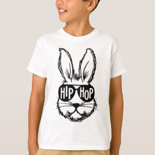 Camiseta Hip Hop Feliz Coelho da Páscoa Rosto Com Óculos de