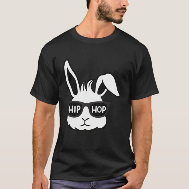 Camiseta Hip Hop Happy Easter  Bunny Glasses Rabbit Eggs Hu (Frente)