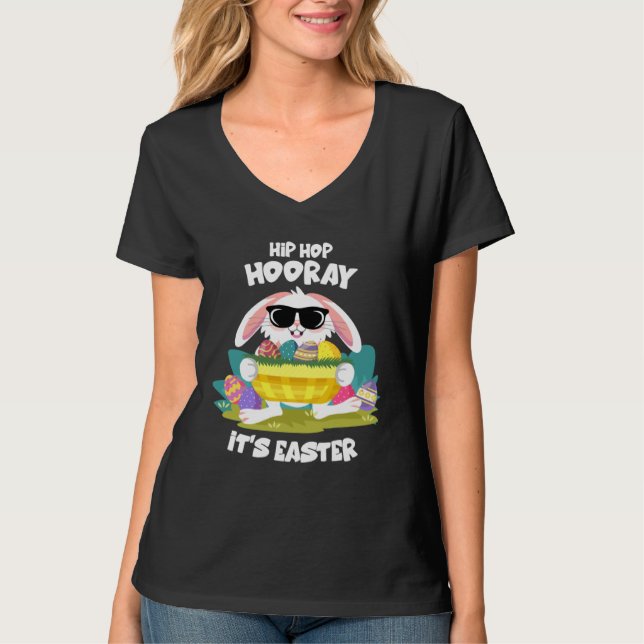 Camiseta Hip Hop Hooray Easter Bunny Egg Hunt Happy Spring  (Frente)
