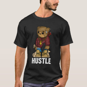 Camiseta Hip Hop Teddy Bear Hustle Gun Obter Música de Rap 