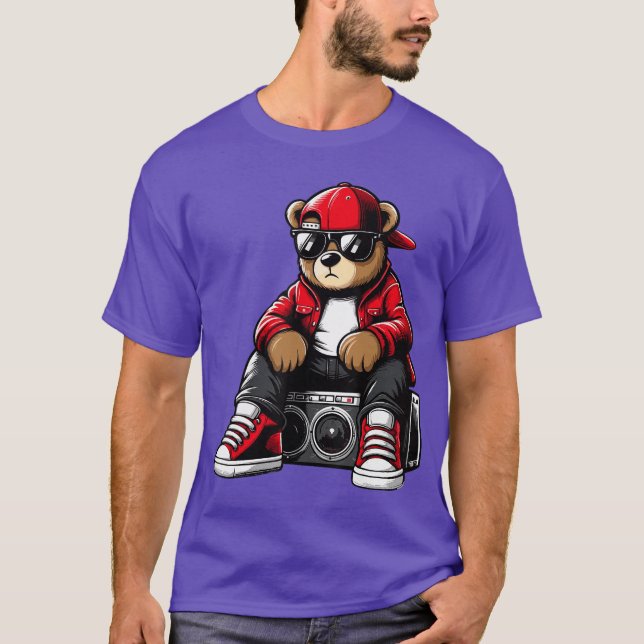 Camiseta Hip Hopeddy Bear Rap Music friend family (Frente)