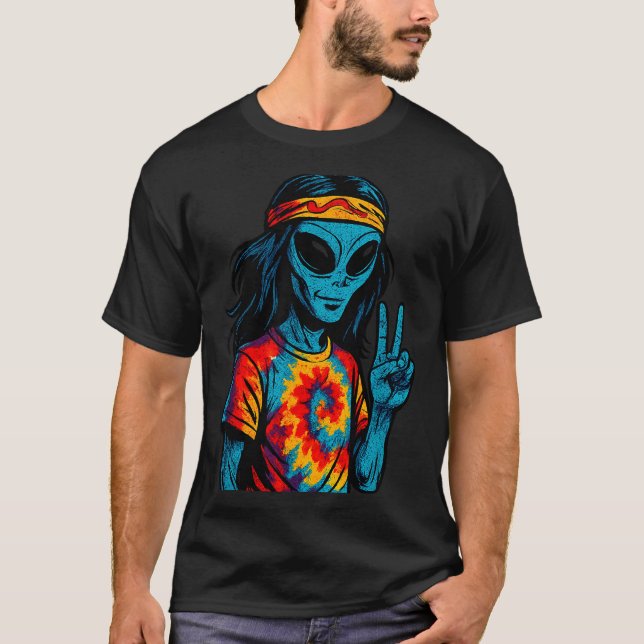 Camiseta Hipe Alien Tie-dye Design  (Frente)