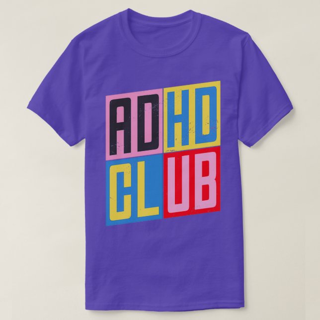 Camiseta Hiperatividade do Défice de Atenção do Clube ADHD  (Frente do Design)