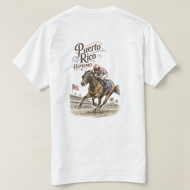 Camiseta Hipismo Porto Rico Corrida de Cavalos (Verso do Design)