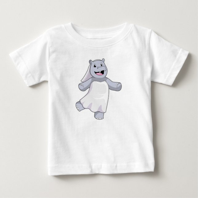 Camiseta Hipopótamo como Noiva com Véu (Frente)