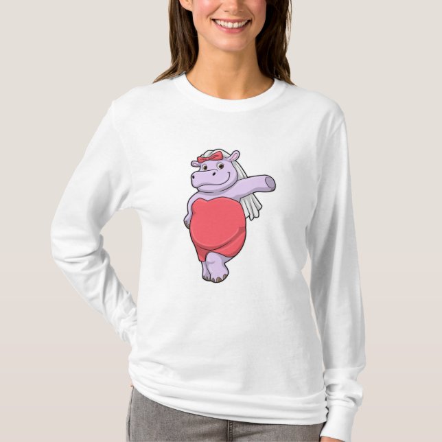 Camiseta Hipopótamo como Noiva com Véu e Laço (Frente)