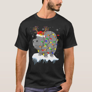 Camiseta Hipopótamo de Natal Rena Luz Hipopótamo Rena de Na
