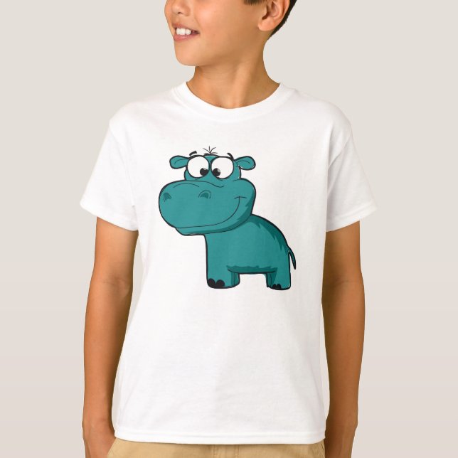 Camiseta Hipopótamo feliz azul (Frente)