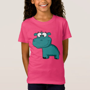 Camiseta Hipopótamo feliz azul