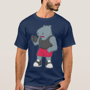 Camiseta Hipopótamo Fisiculturista Haltere Musculação