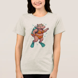 Camiseta Hipopótamo mergulhador debaixo d'água