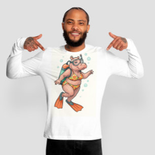 Camiseta Hipopótamo mergulhador debaixo d'água