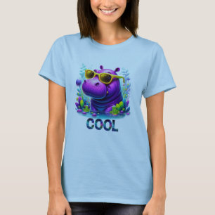 Camiseta Hipopótamo Neon Legal Relaxando no Pântano