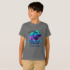 Camiseta Hipopótamo Neon Relax Se Mantém Fresco