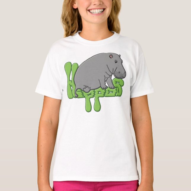 Camiseta Hipopótamo pesado - verde (Frente)