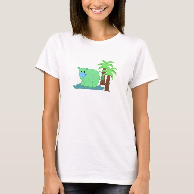 Camiseta Hipopótamo Verde na Água (Frente)
