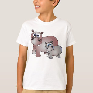 Camiseta Hipopótamos bonitos mamã e bebê