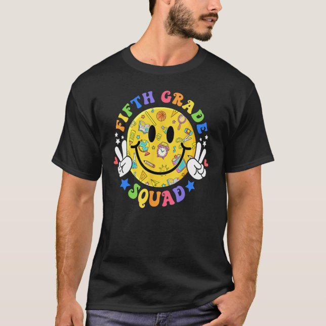 Camiseta Hippie 5th Fifth Grade Squad For Teacher Kids Back (Frente)