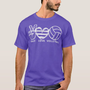 Camiseta Hippie 70s Peace Love Voleibol Peace Sign Sports