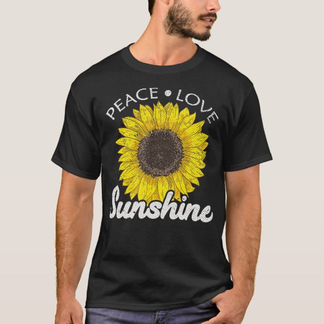 Camiseta Hippie Aestésico Flores Paz Amar Sol (Frente)
