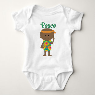 Camiseta Hippie Baby Peace Afro-americano