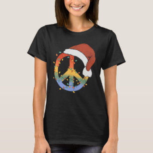 Camiseta Hippie Christmas Peace Sign Happy Holidays Xmas Li