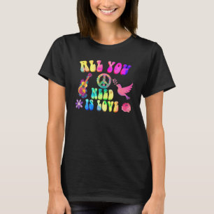 Camiseta Hippie Costume Sinal de Paz Love 60s 70s Party Men