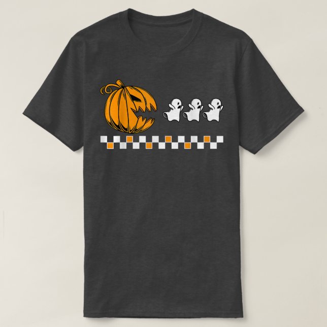 Camiseta Hippie Dia de as Bruxas engraçado Pumpkin Comendo  (Frente do Design)