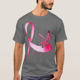 Camiseta Hippie Dragonfly Pink Fita Cancer Mama Awarene