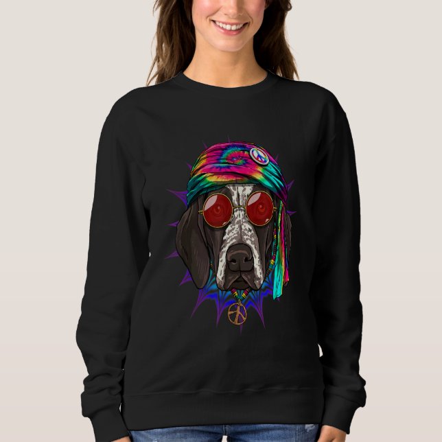 Camiseta Hippie German Shorthaired Pointer Tie Dye Peace Si (Frente)