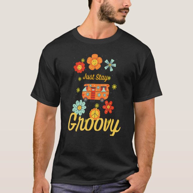 Camiseta Hippie Girassol Retroativo Permaneça Em Groovy Pos (Frente)