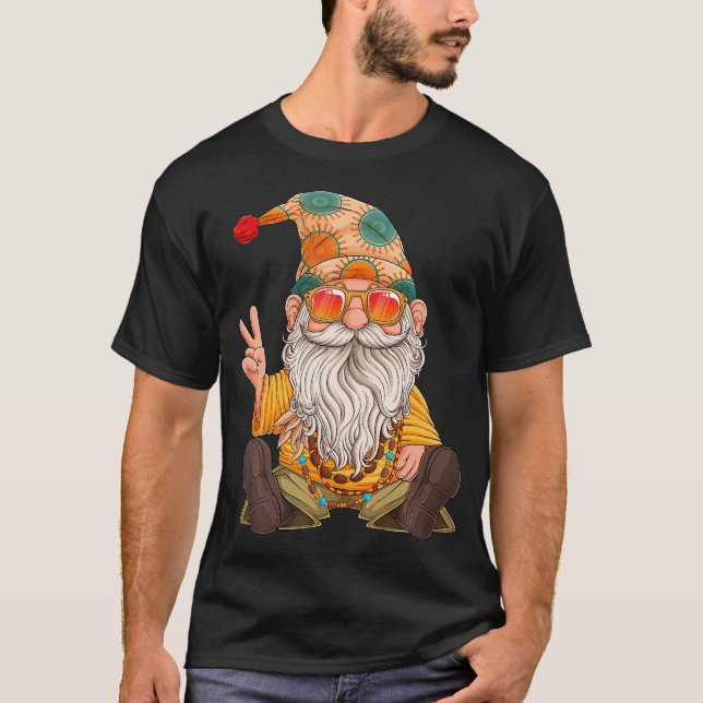 Camiseta Hippie Gnomo Sinal de Paz Amantes dos Gnomos (Frente)