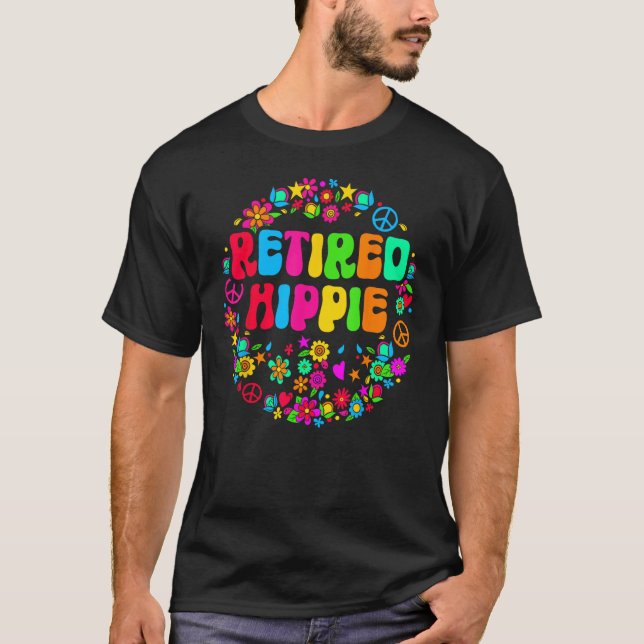 Camiseta Hippie Hippie Groovy aposentado (Frente)