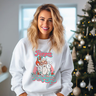 Camiseta Hippie Holidays Retro Peace Sign Papai Noel