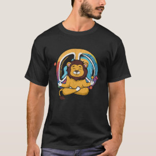 Camiseta Hippie Lion Yoga Sinal de Paz Meditação Wildcat