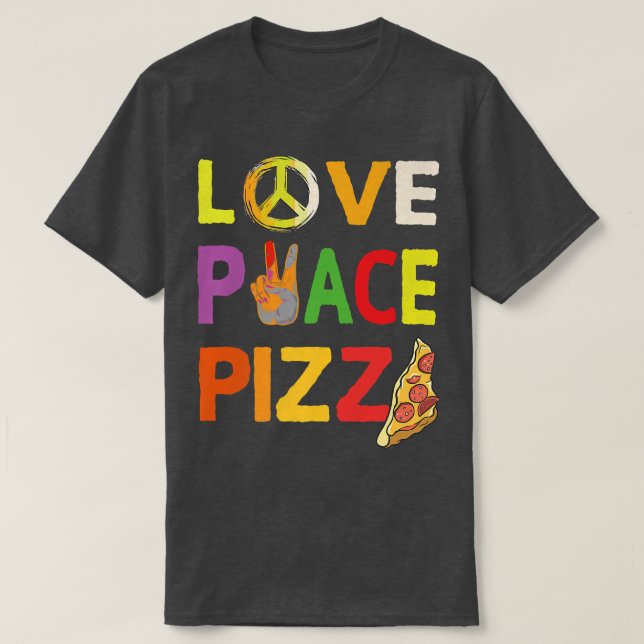 Camiseta Hippie Love Peace Pizza Italian food Happiness 70s (Frente do Design)