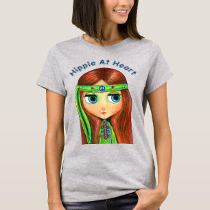 Camiseta Hippie No Coração - Símbolo De Paz Em Banda Verde