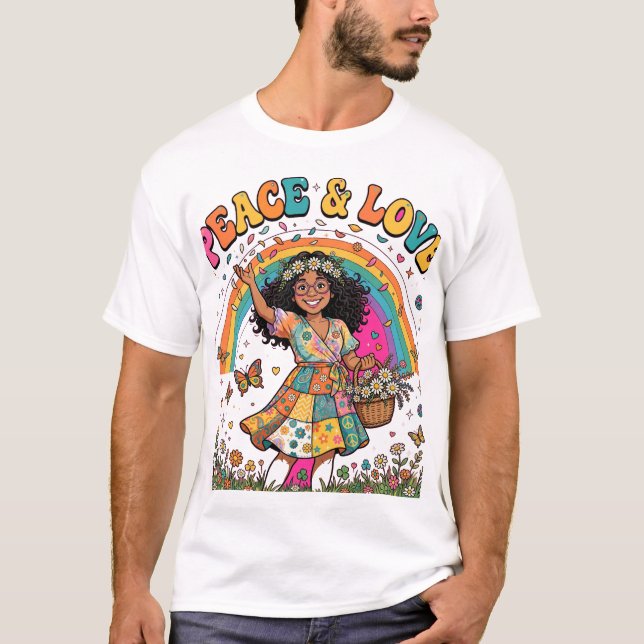 Camiseta Hippie Paz e Amor (Frente)