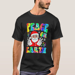 Camiseta Hippie Peace On Earth Boho Christmas Papai Noel P